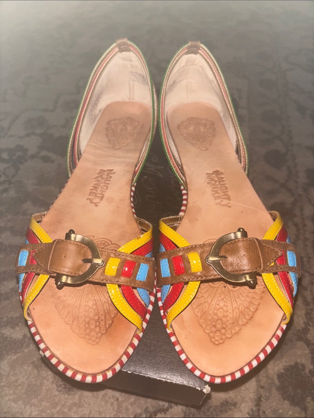 Naughty Monkey Brown Multicolor Strappy Leather Sandals